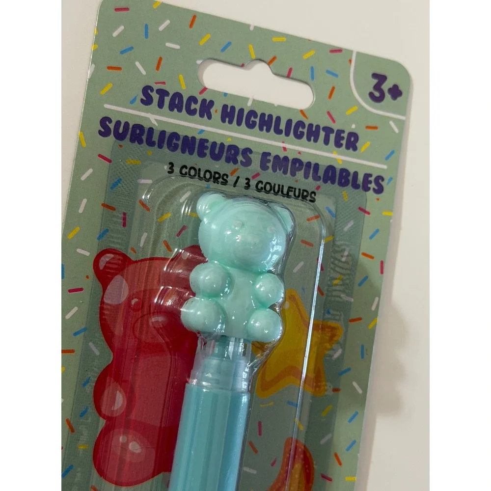 Gummy Bear‎ Stackable Highlighter 3 Colors Teal Pink Yellow Multi-Color Marker